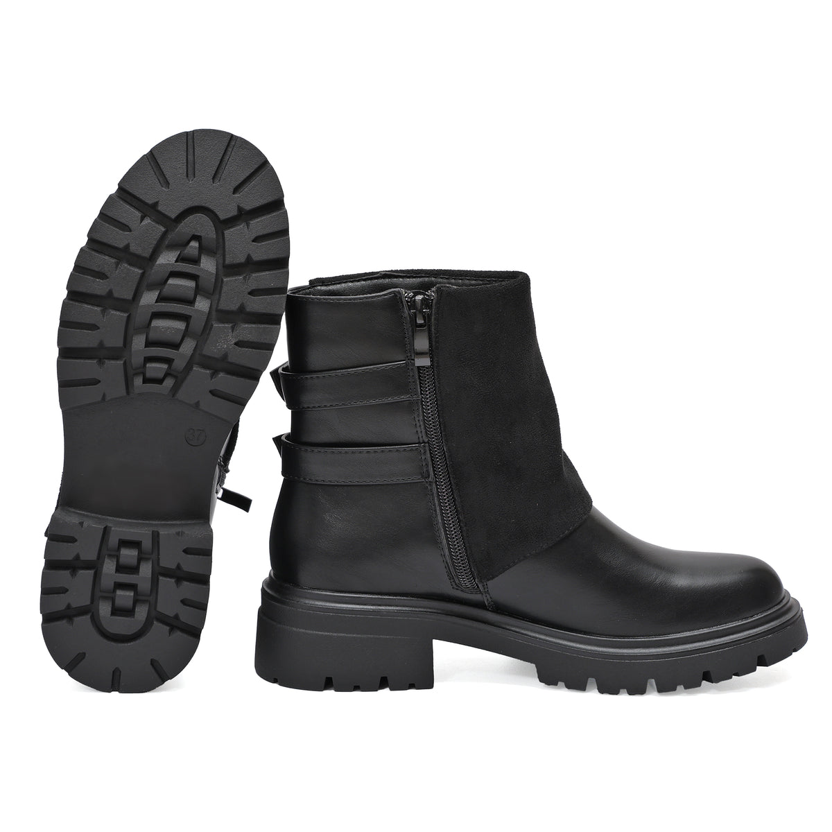 Stivaletto in simil pelle con cinturini e pelle camosciata- Art.68343