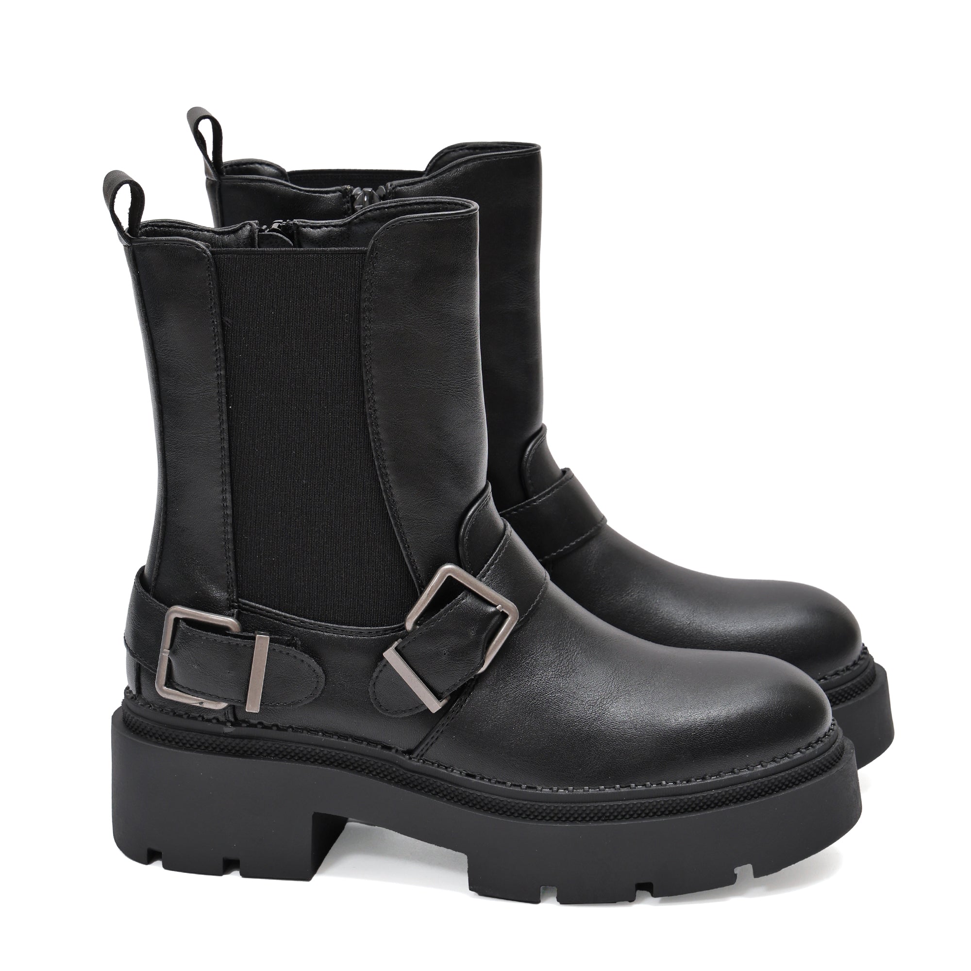 Stivaletto in simil pelle con fascia elastica e cinturini- Art.DQR9025