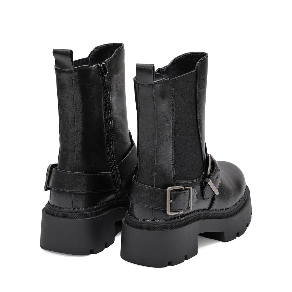 Stivaletto in simil pelle con fascia elastica e cinturini- Art.DQR9025