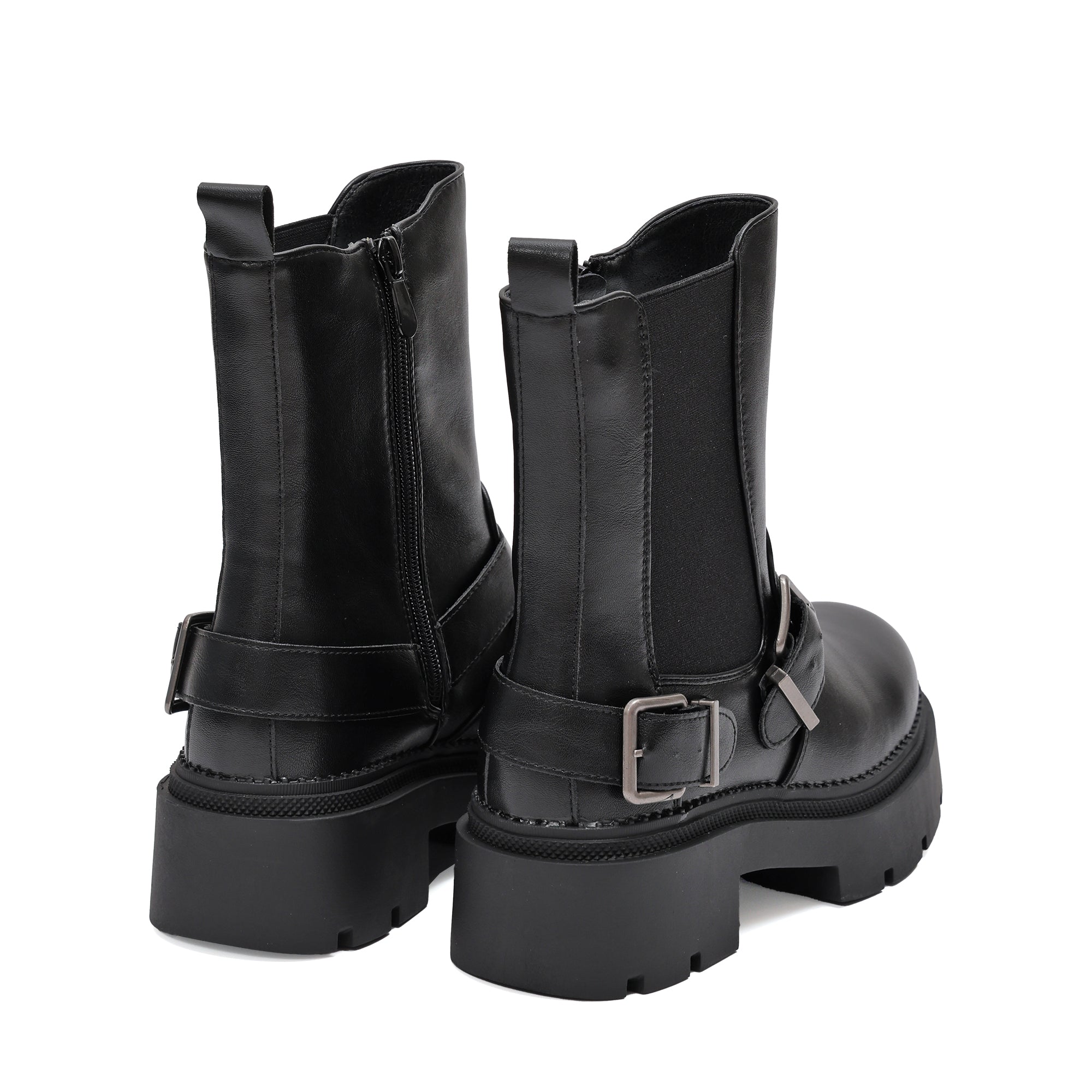 Stivaletto in simil pelle con fascia elastica e cinturini- Art.DQR9025