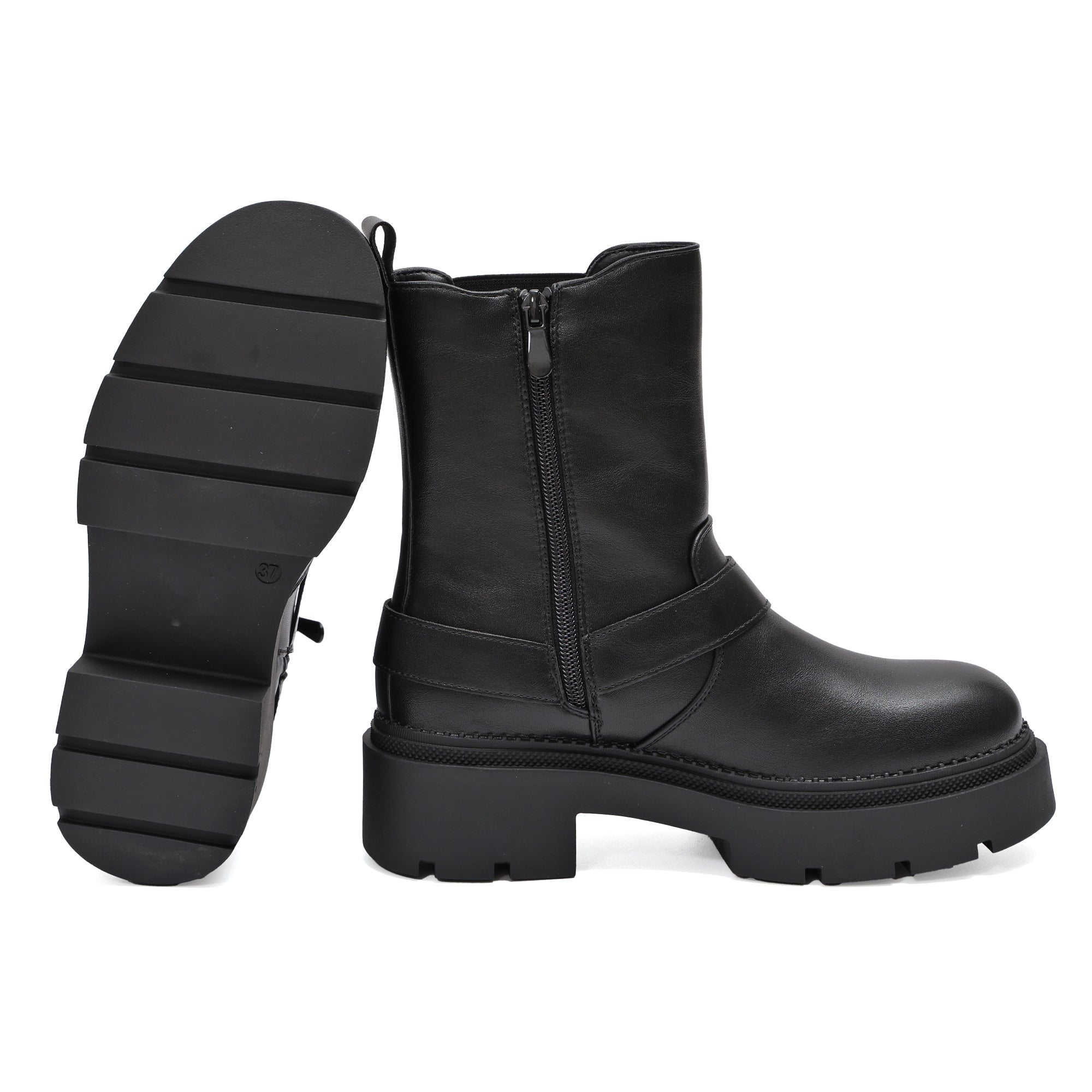 Stivaletto in simil pelle con fascia elastica e cinturini- Art.DQR9025