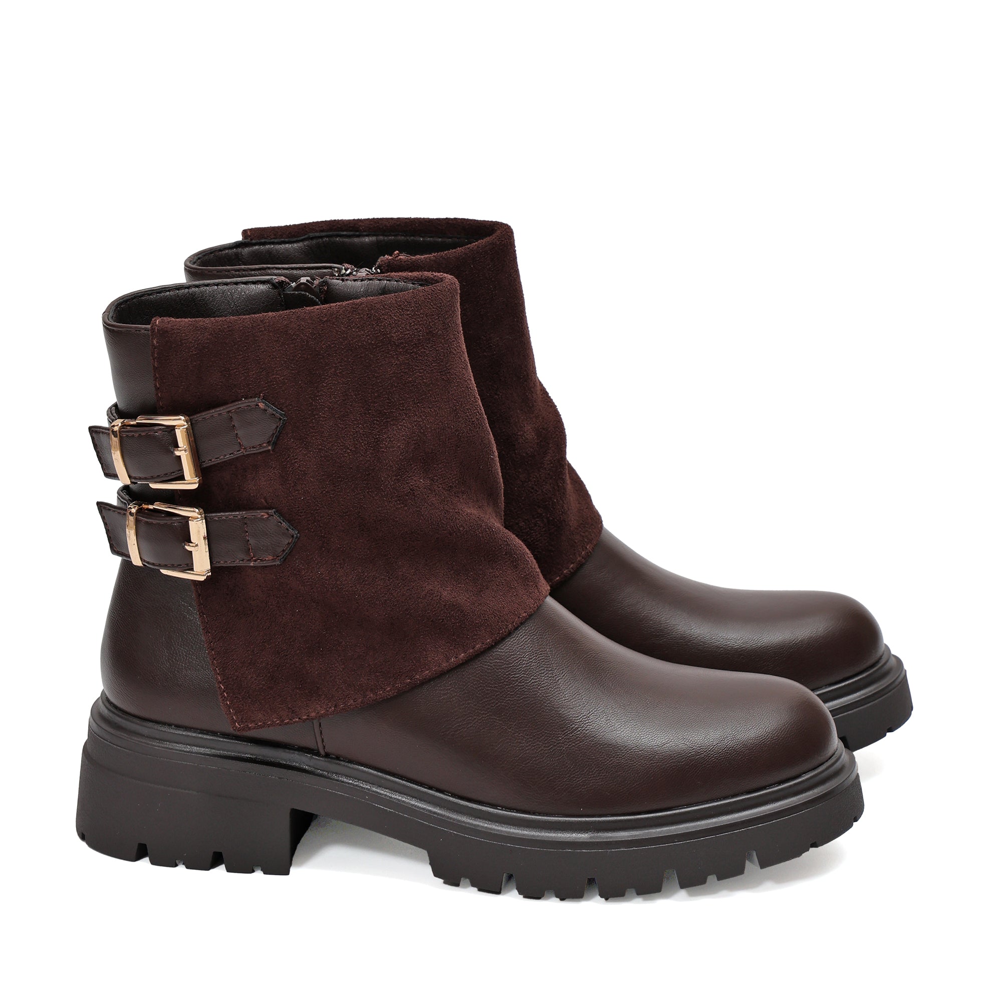 Stivaletto in simil pelle con cinturini e pelle camosciata- Art.68343