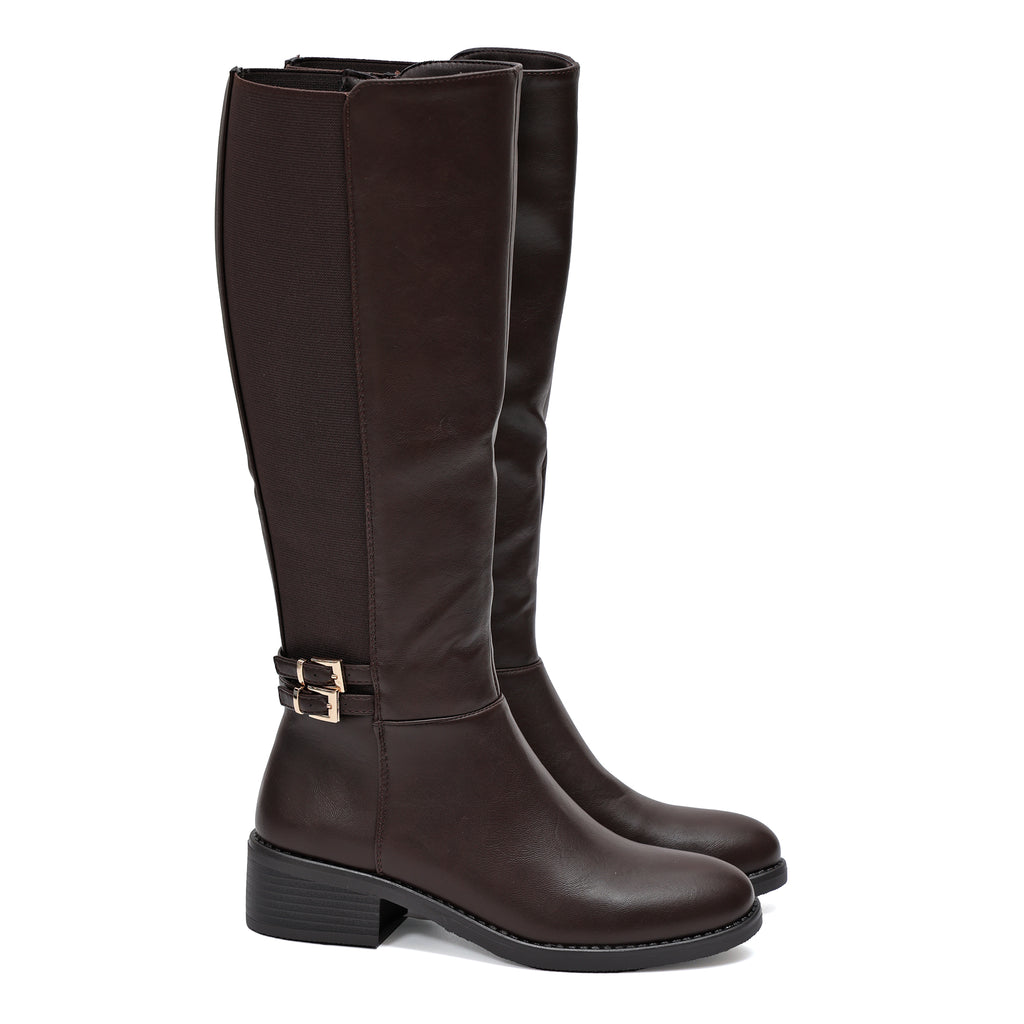 Stivale in simil pelle con fascia elastica e cinturino dorato- Art.68322