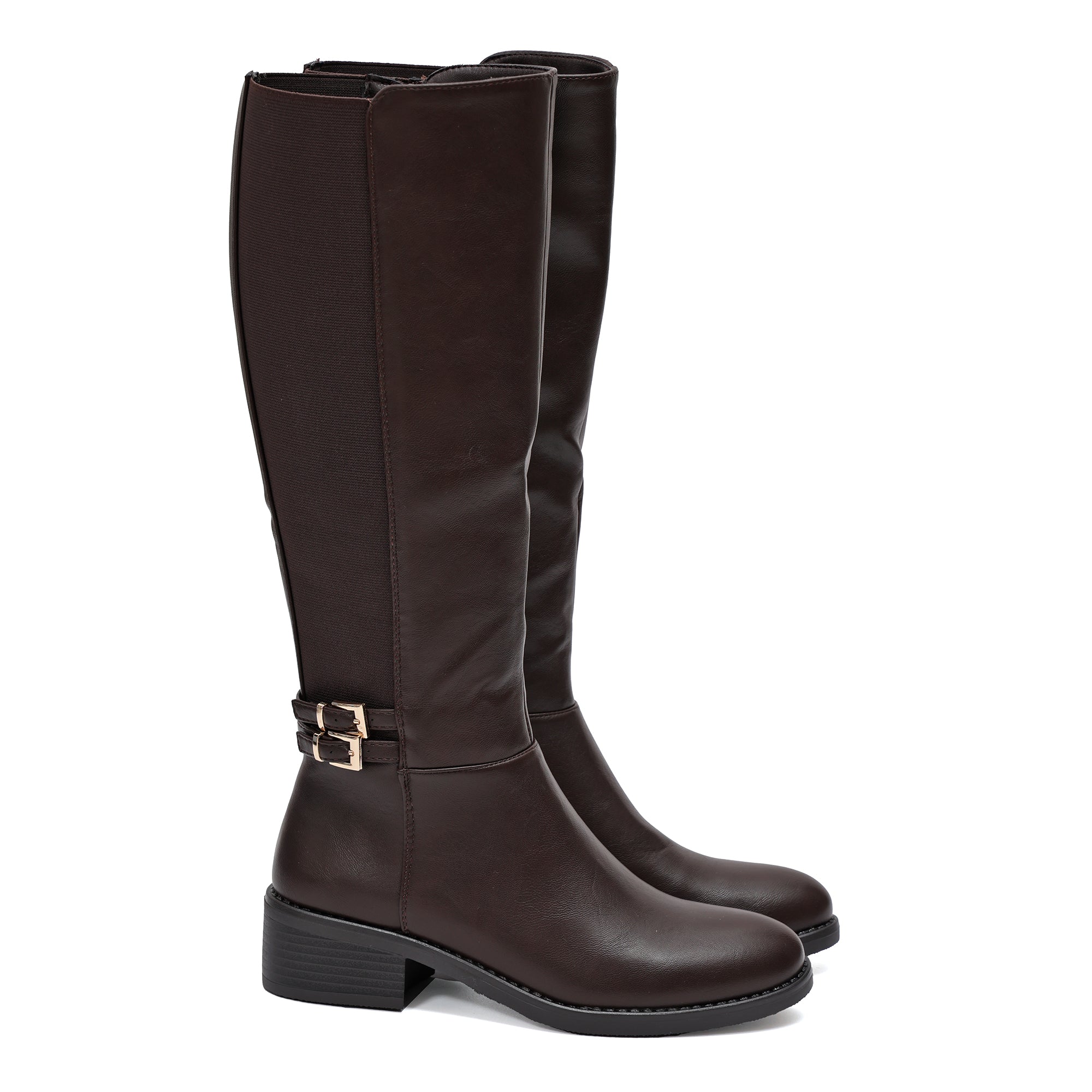 Stivale in simil pelle con fascia elastica e cinturino dorato- Art.68322