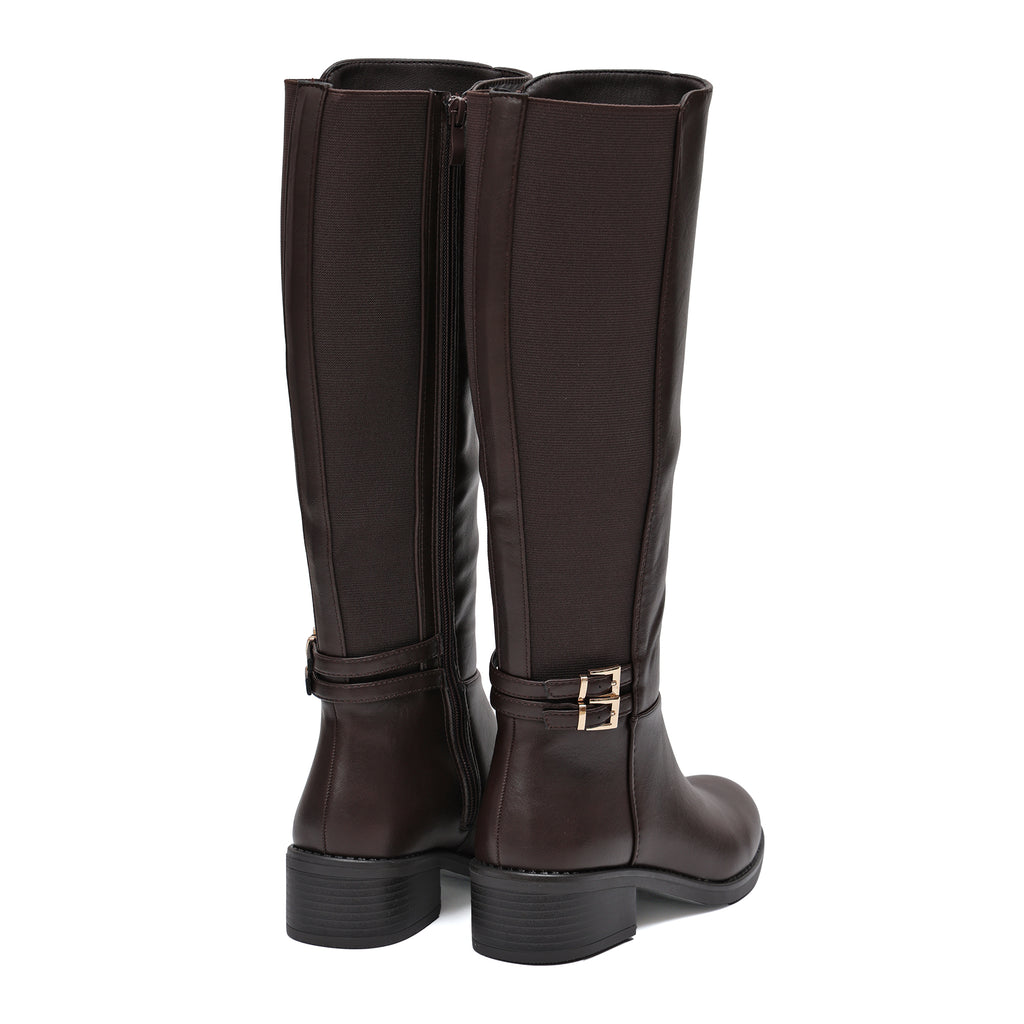 Stivale in simil pelle con fascia elastica e cinturino dorato- Art.68322