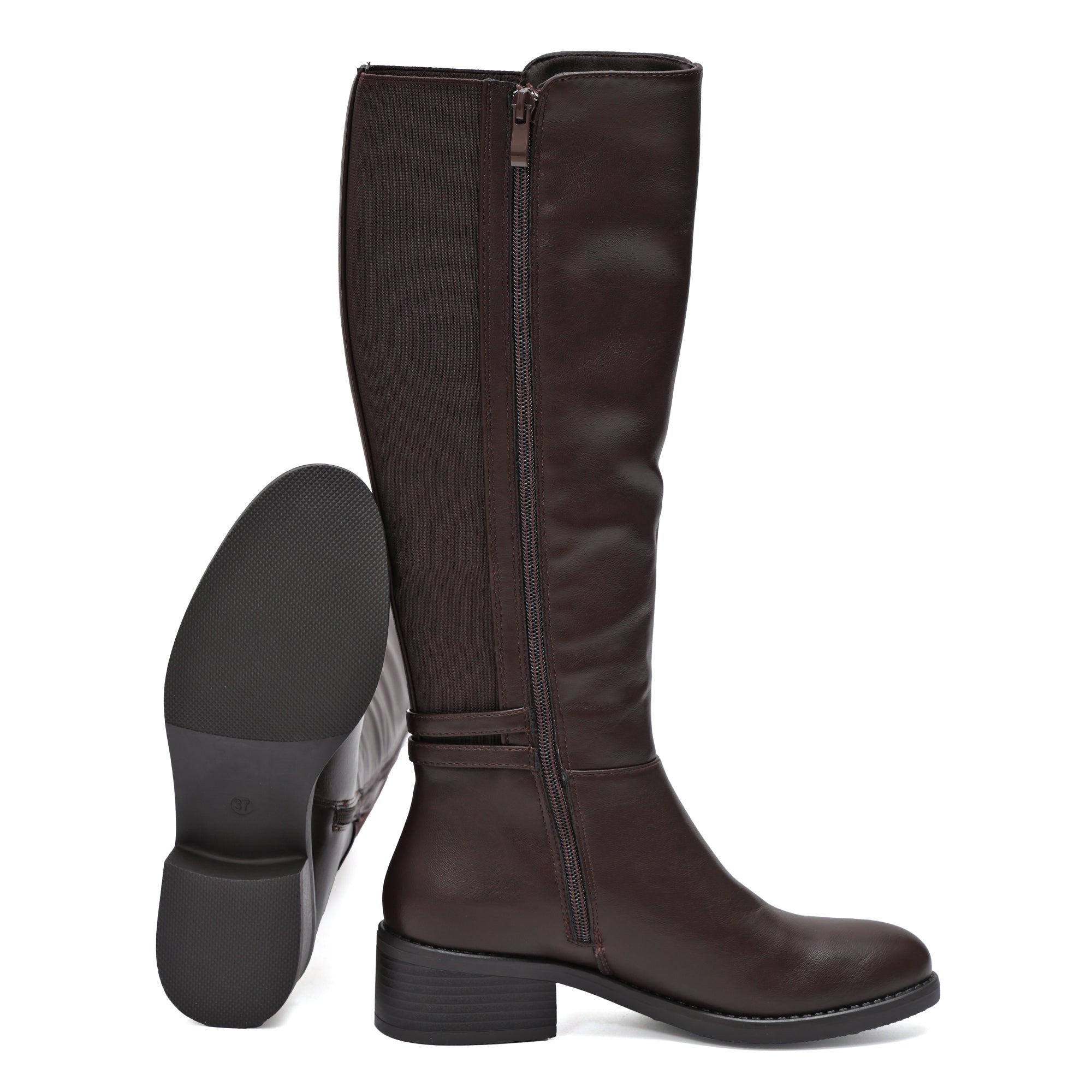 Stivale in simil pelle con fascia elastica e cinturino dorato- Art.68322