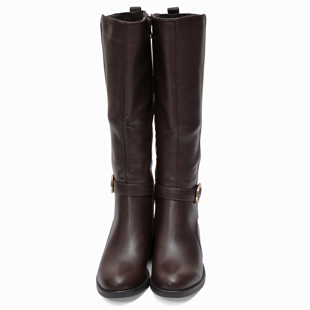 Stivale in simil pelle con cinturini e fascia elastica- Art.68321