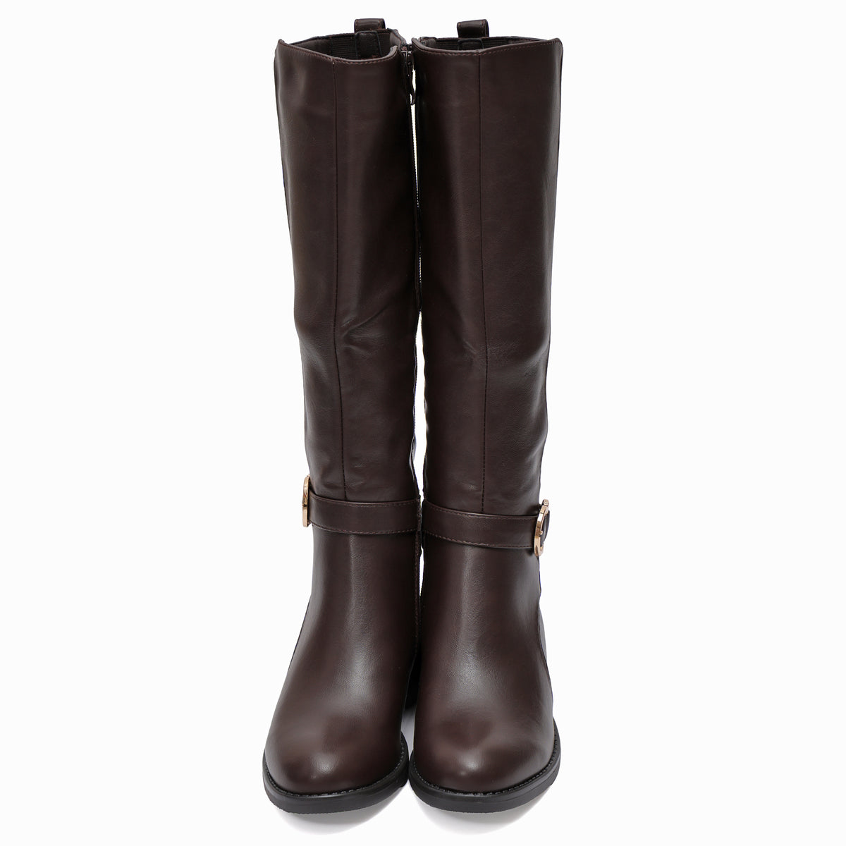 Stivale in simil pelle con cinturini e fascia elastica- Art.68321