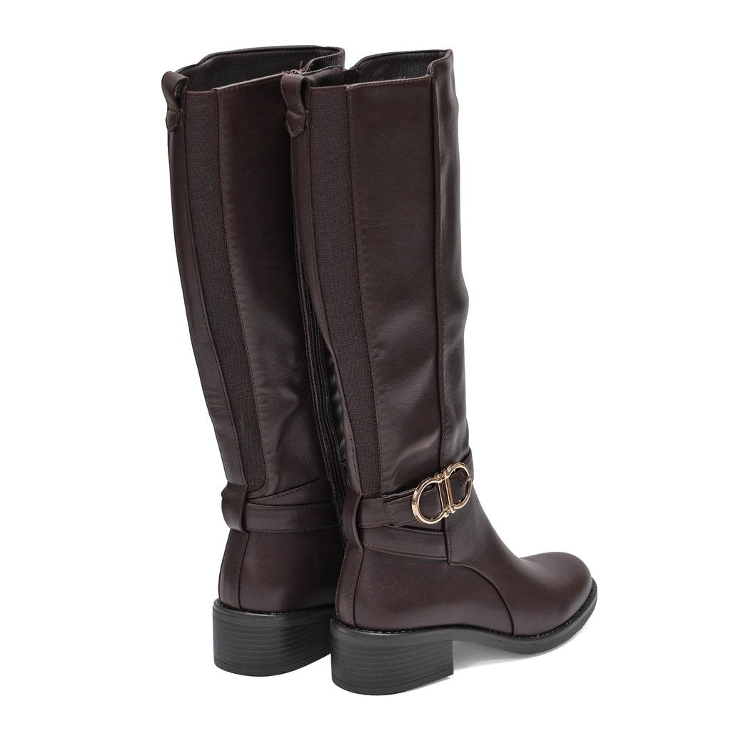 Stivale in simil pelle con cinturini e fascia elastica- Art.68321