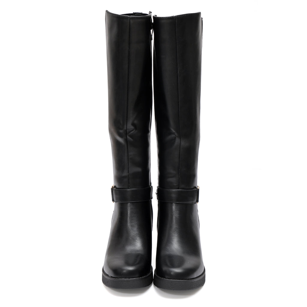 Stivale in simil pelle con fascia elastica e cinturino dorato- Art.68336