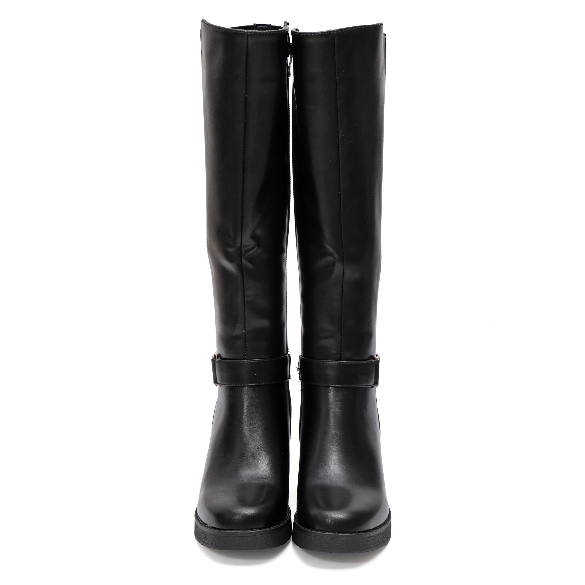 Stivale in simil pelle con fascia elastica e cinturino dorato- Art.68336