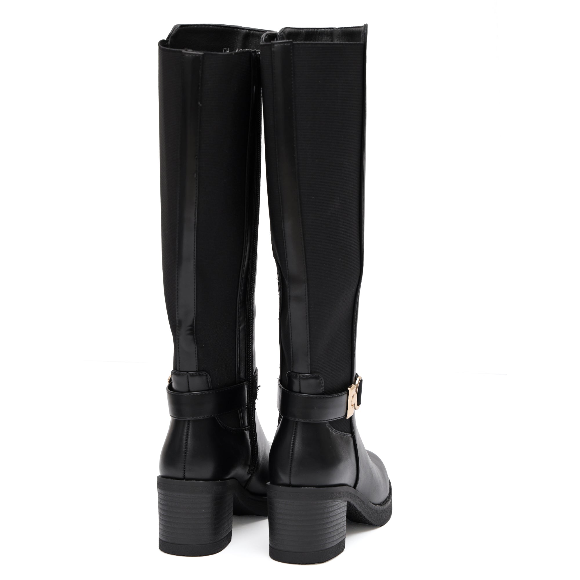 Stivale in simil pelle con fascia elastica e cinturino dorato- Art.68336