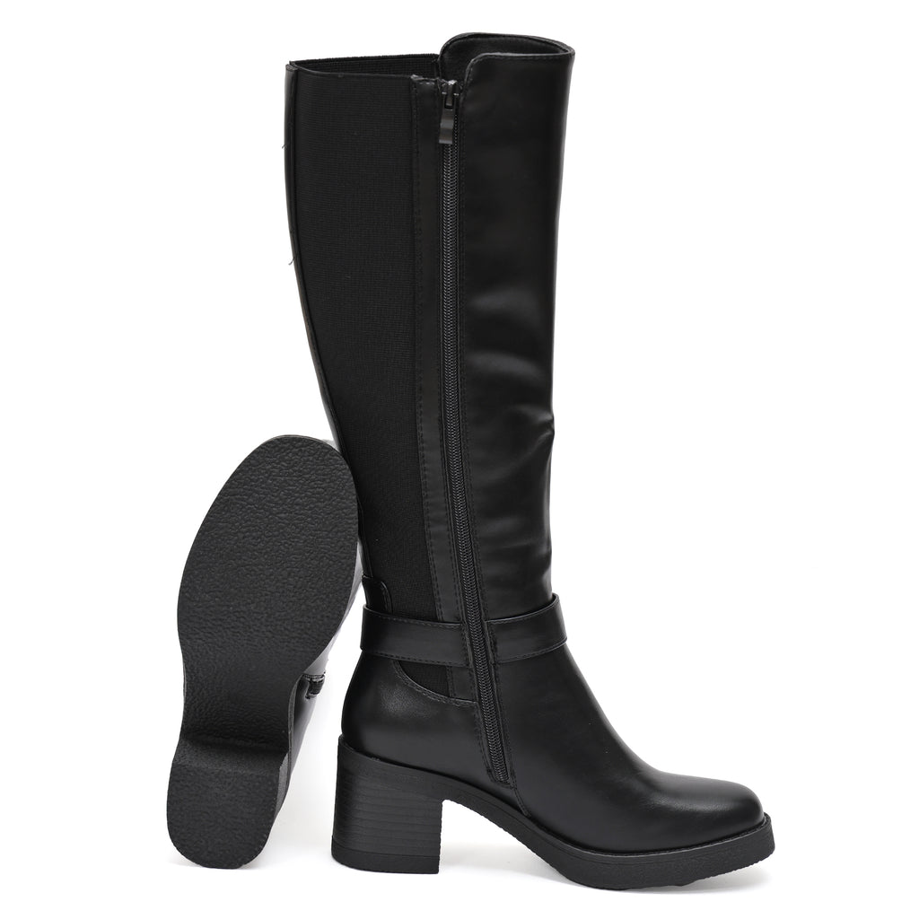 Stivale in simil pelle con fascia elastica e cinturino dorato- Art.68336