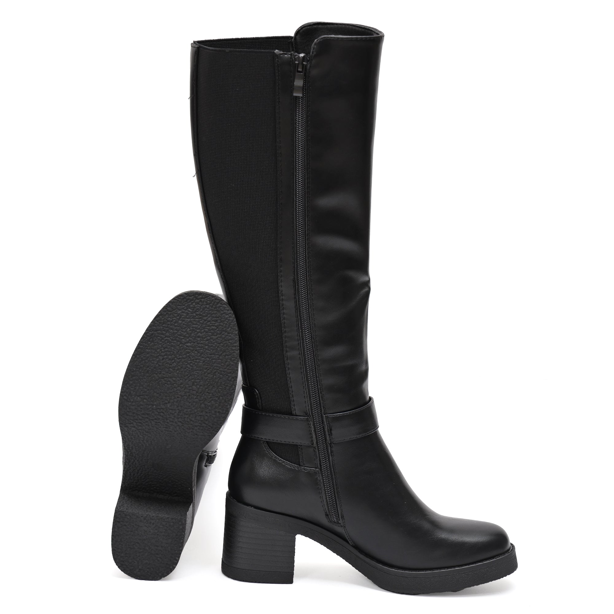 Stivale in simil pelle con fascia elastica e cinturino dorato- Art.68336