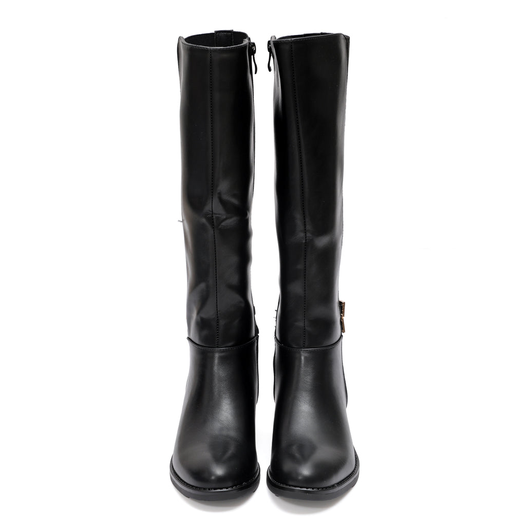 Stivale in simil pelle con fascia elastica e cinturino dorato- Art.68322