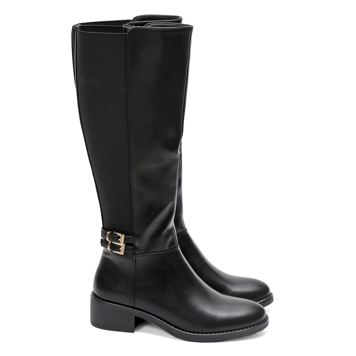 Stivale in simil pelle con fascia elastica e cinturino dorato- Art.68322