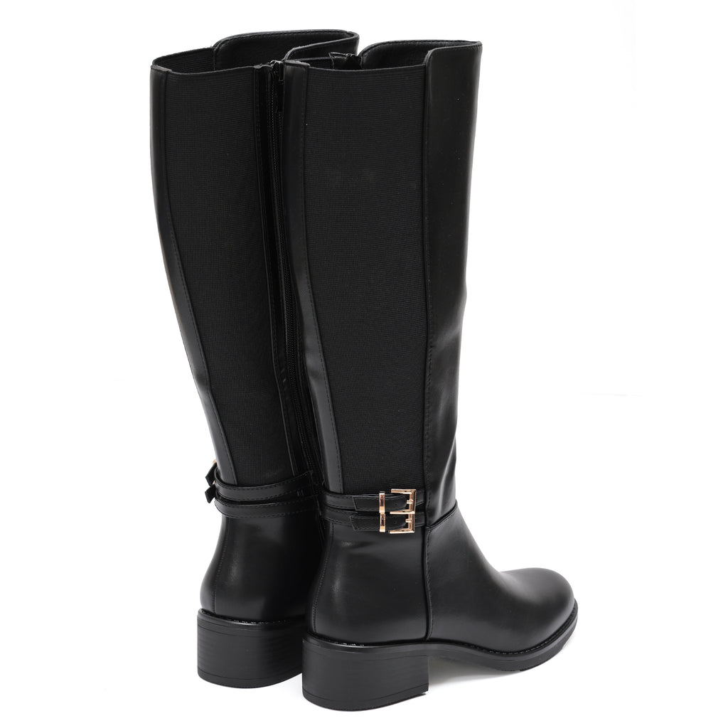 Stivale in simil pelle con fascia elastica e cinturino dorato- Art.68322