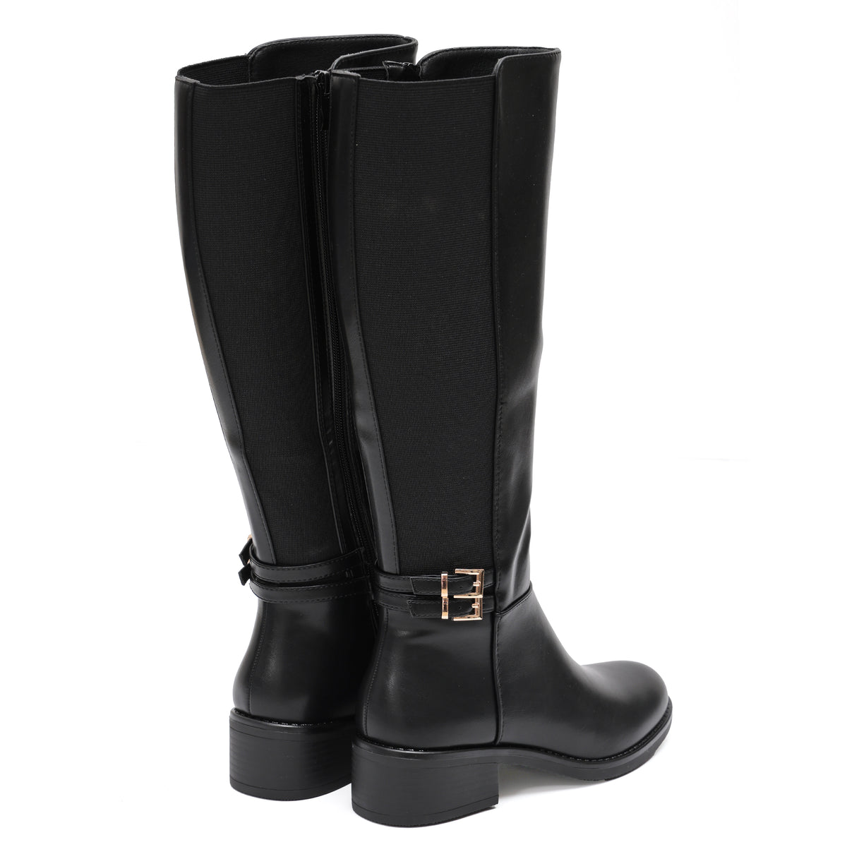 Stivale in simil pelle con fascia elastica e cinturino dorato- Art.68322