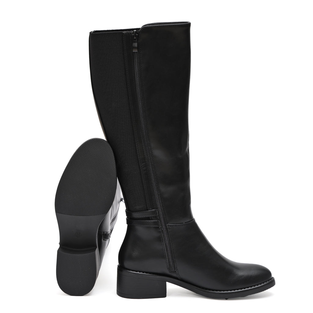 Stivale in simil pelle con fascia elastica e cinturino dorato- Art.68322