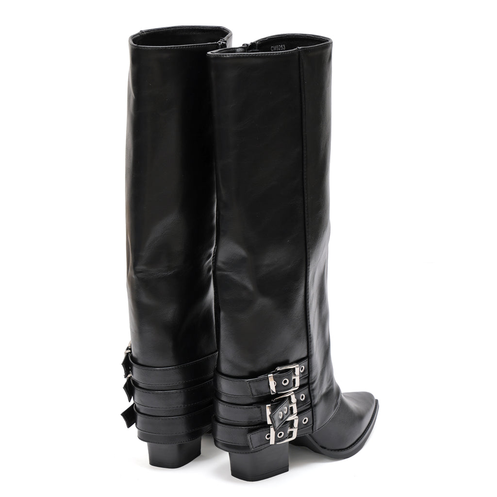 Stivale in simil pelle con cinturini e tacco- Art.9253