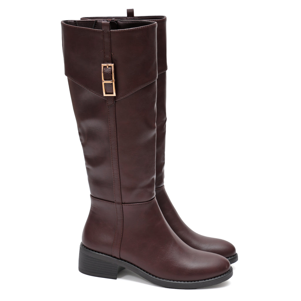 Stivale in simil pelle con fascia elastica e cinturino dorato- Art.68320