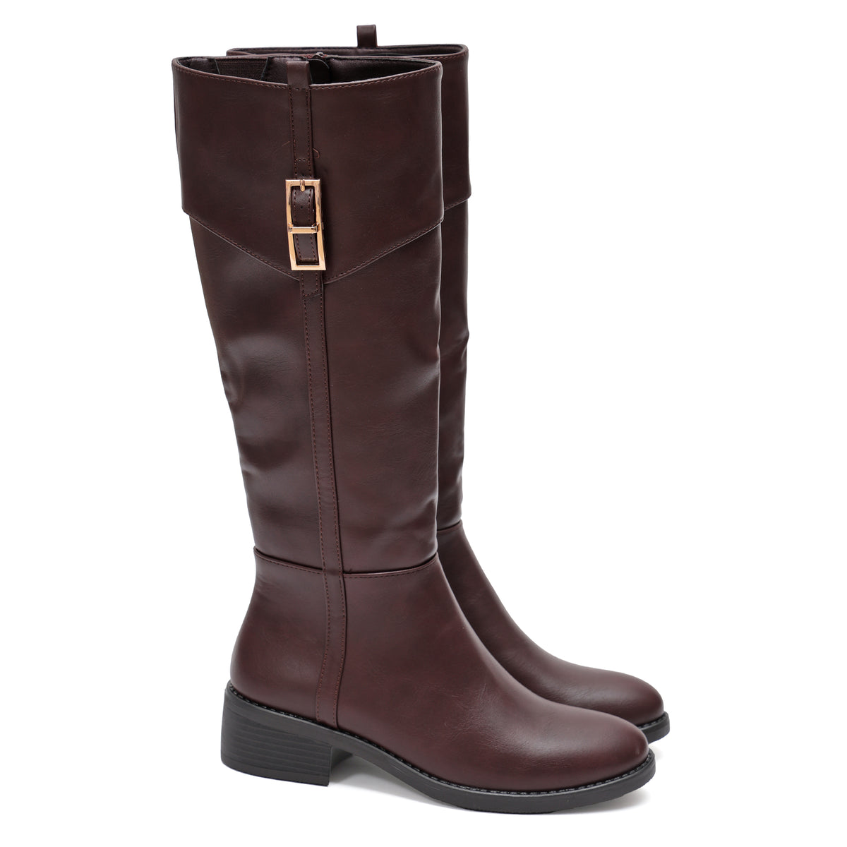 Stivale in simil pelle con fascia elastica e cinturino dorato- Art.68320