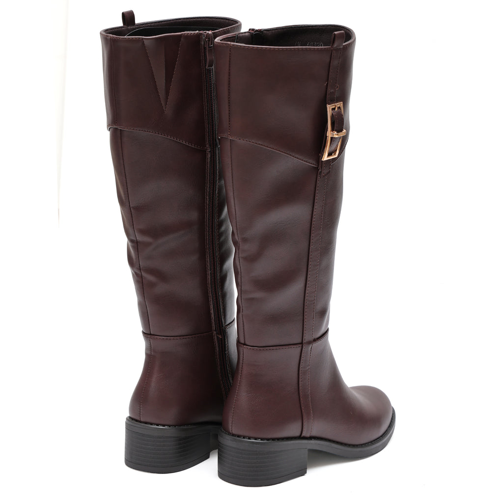 Stivale in simil pelle con fascia elastica e cinturino dorato- Art.68320