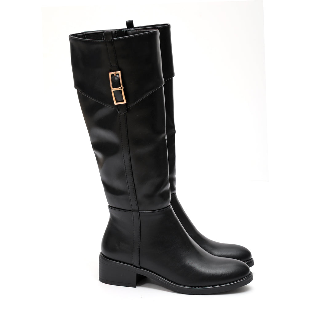 Stivale in simil pelle con fascia elastica e cinturino dorato- Art.68320