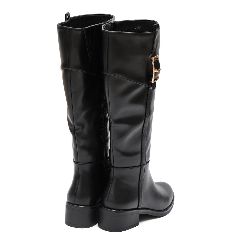 Stivale in simil pelle con fascia elastica e cinturino dorato- Art.68320