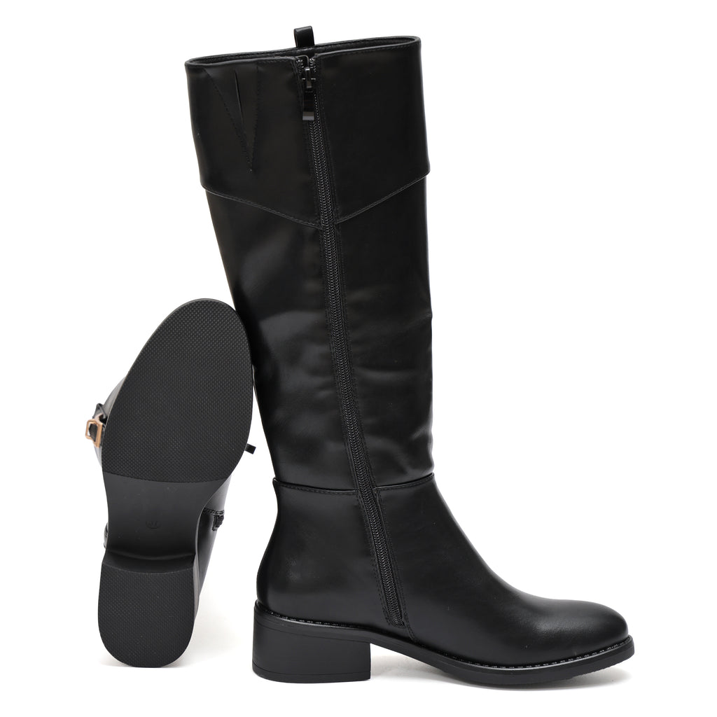 Stivale in simil pelle con fascia elastica e cinturino dorato- Art.68320