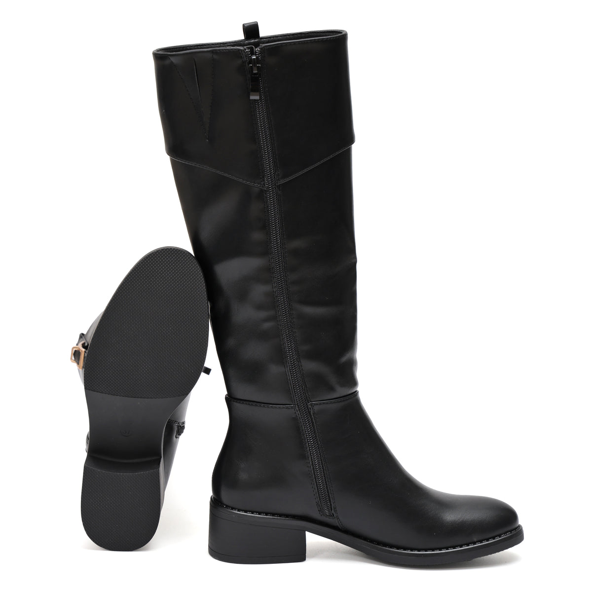 Stivale in simil pelle con fascia elastica e cinturino dorato- Art.68320