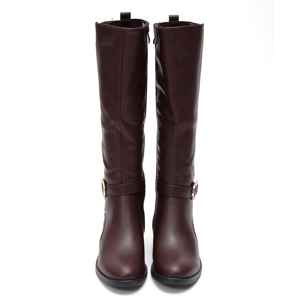 Stivale in simil pelle con cinturini e fascia elastica- Art.68321