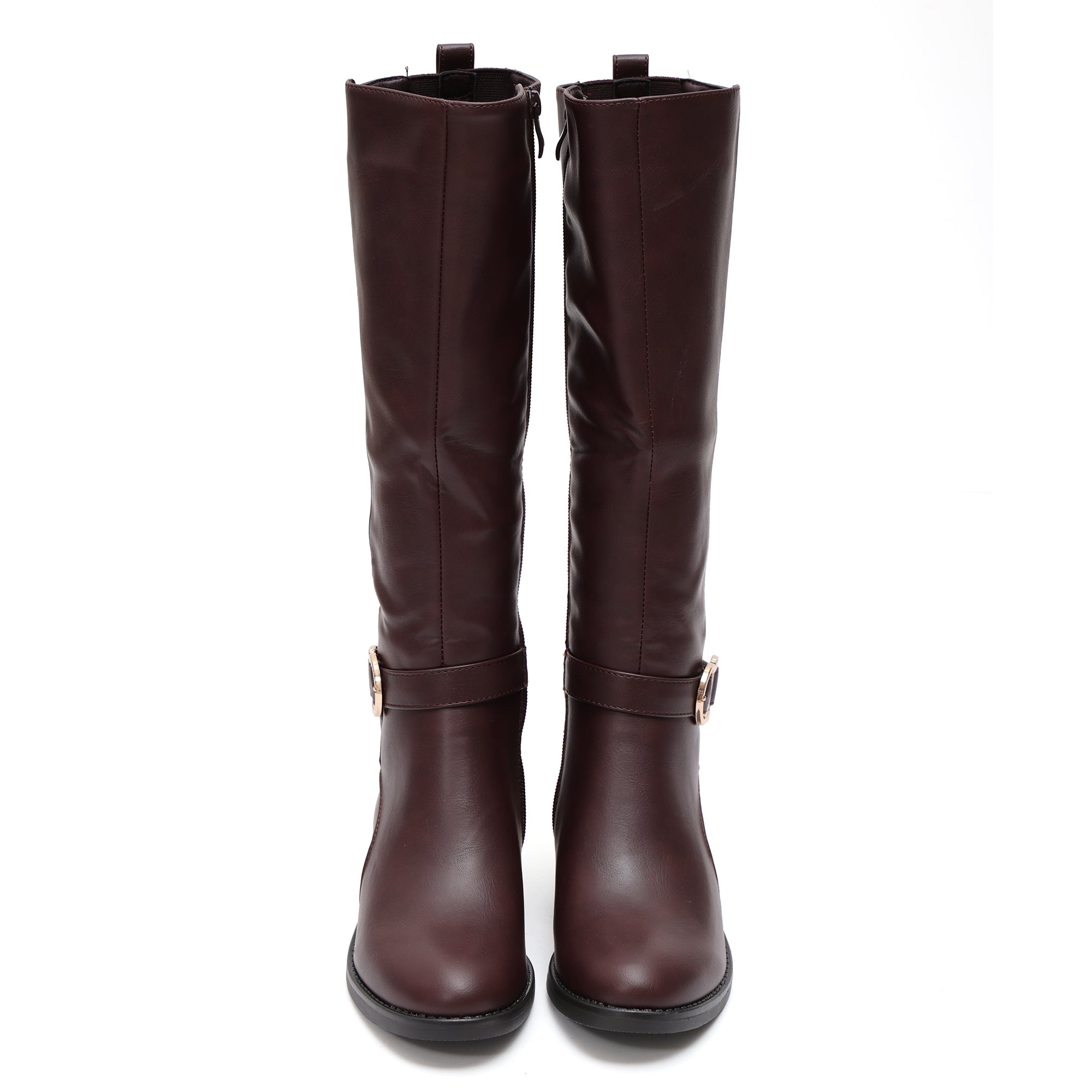 Stivale in simil pelle con cinturini e fascia elastica- Art.68321