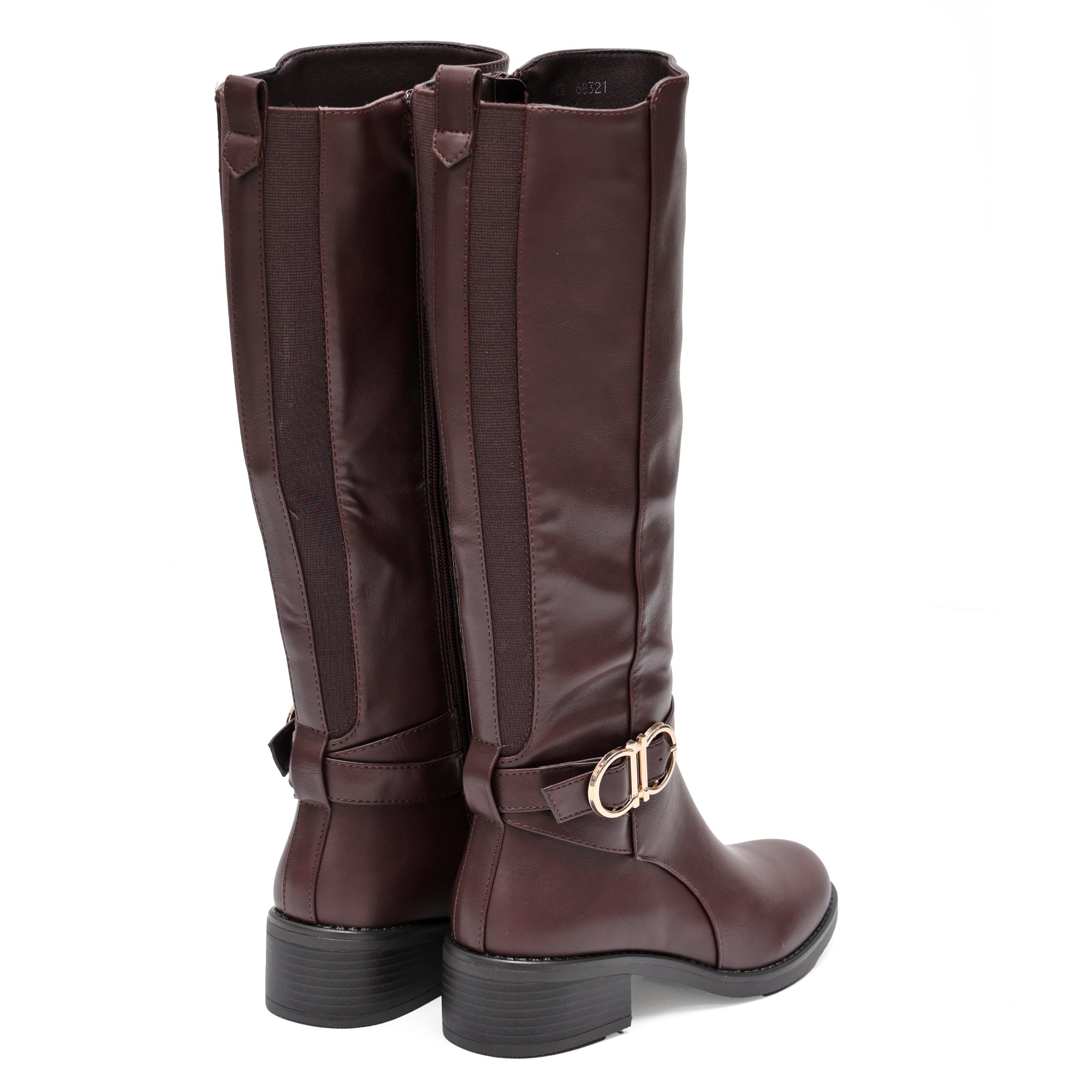 Stivale in simil pelle con cinturini e fascia elastica- Art.68321