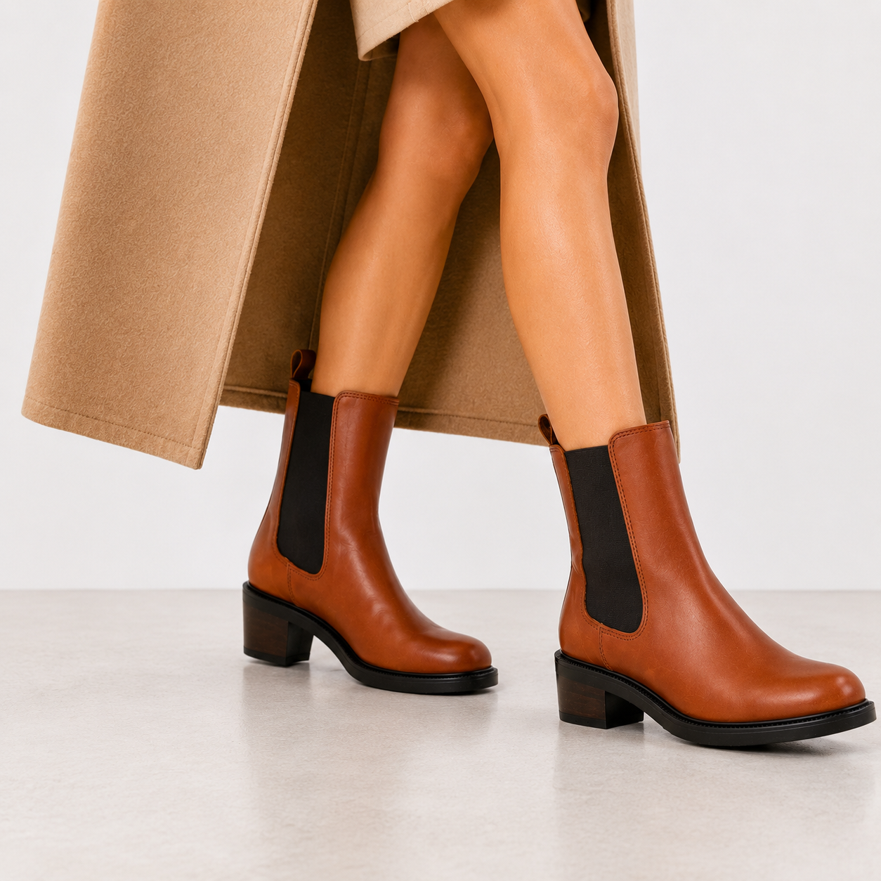 Stivale cavallerizzo in pelle di vitello con fascia elastica