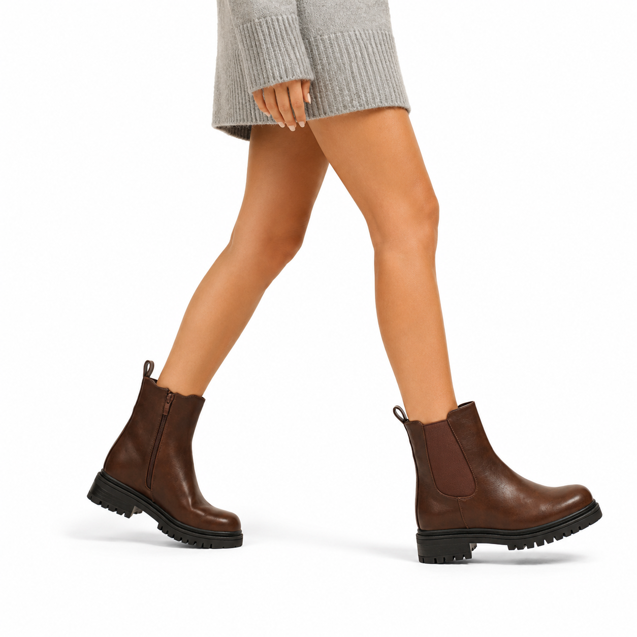 Stivaletto in simil pelle con fascia elastica