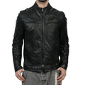 Giubbino in pelle di vitello nappa Nero-Slim Fit-Art.SAXNAPPA
