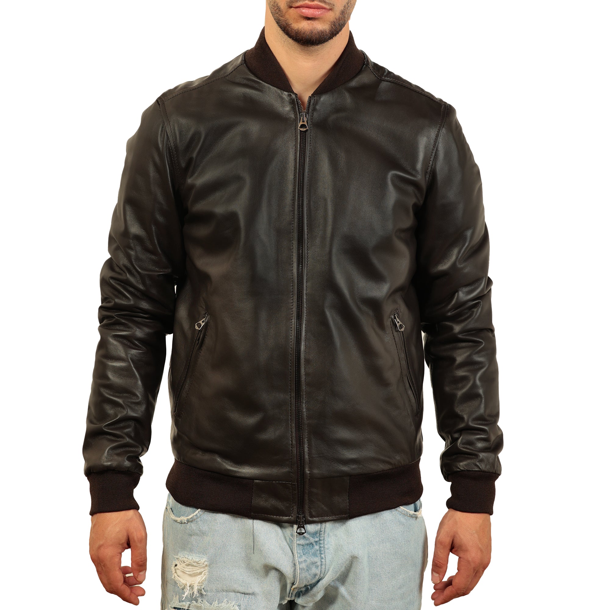 Giubbino in vera pelle di vitello foderato con trapunta invernale Nero-Slim Fit-Art.XM54INVNAPPA