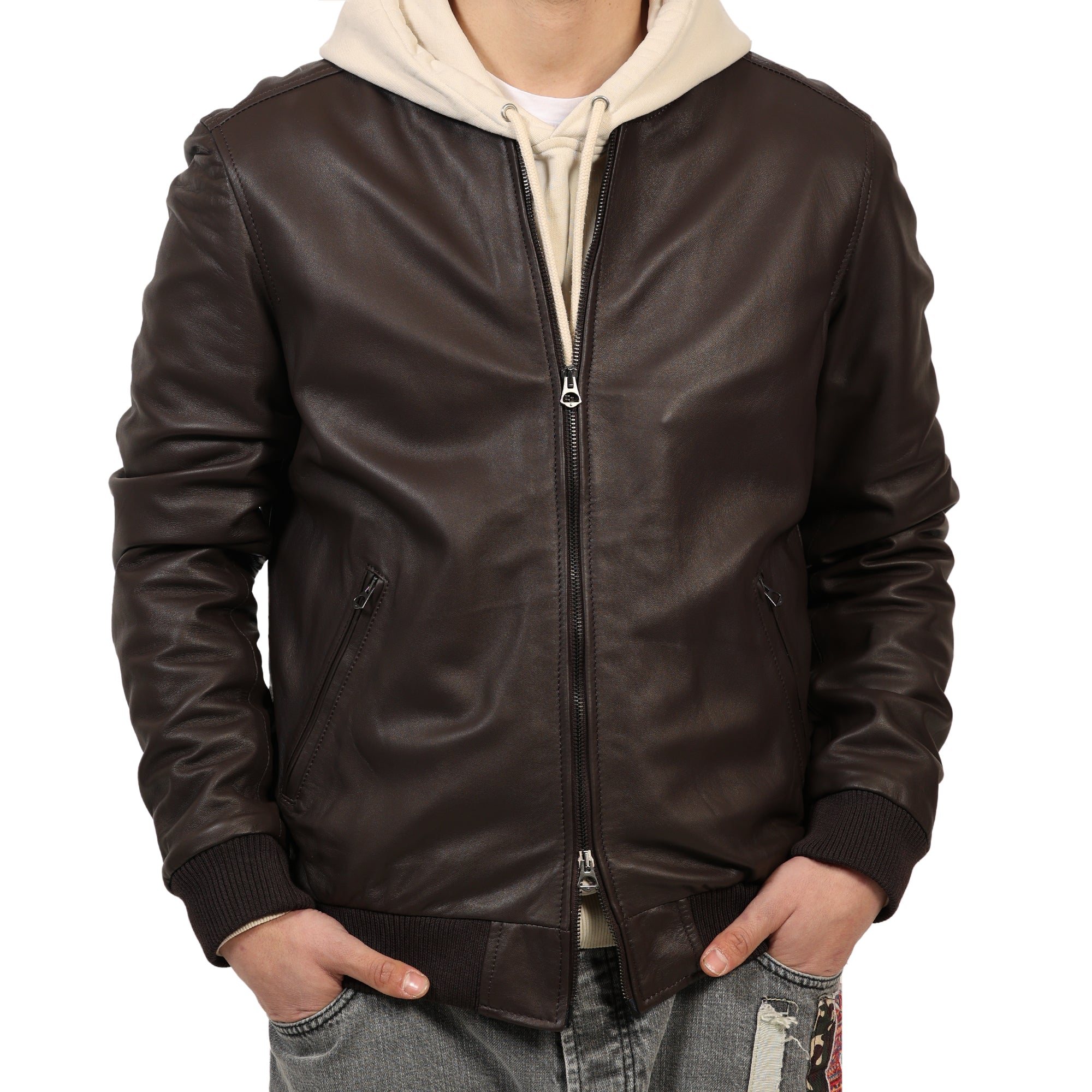 Giubbino in vera pelle di vitello Nero-Slim Fit-Art.XM54NAPPA