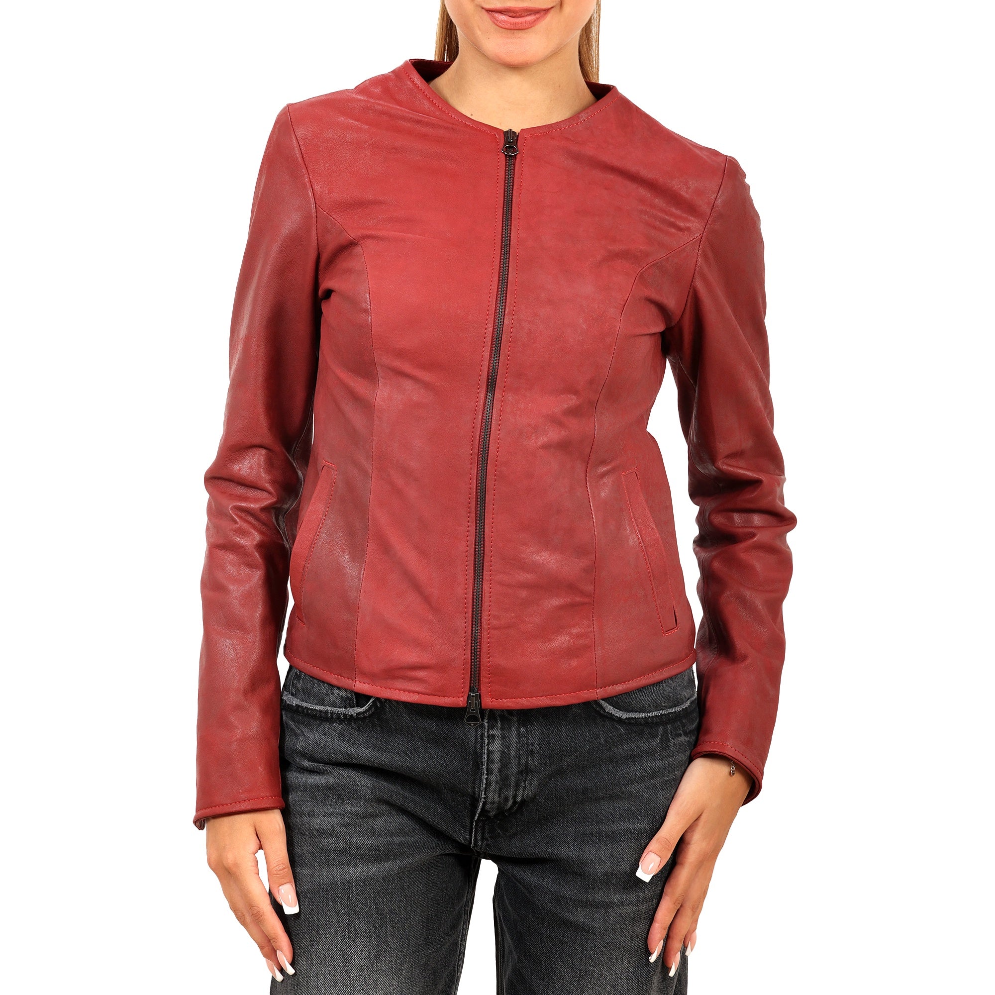 Giubbino in pelle di vitello rifinizione dakota bordeaux-Slim Fit-Art.CHANELDAKOTA